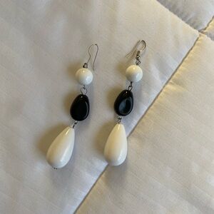 Elegant Black and White Dangle Earrings